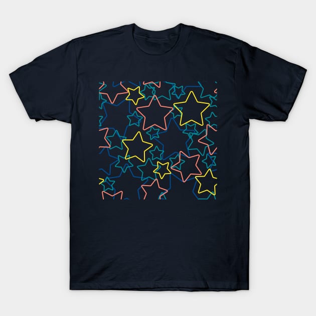 Silhouettes of multicolor stars T-Shirt by marufemia